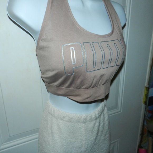 Puma Women's Plus Active Big Logo Sports Bra Taupe - Picture 4 of 11